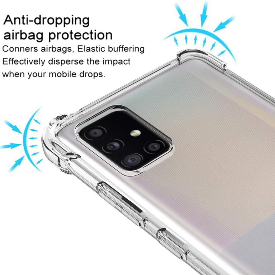 Husa pentru Samsung Galaxy A51 4G , SKYDDAR INNOVATION, Shockproof Clear din Silicon Slim, Transparenta, set cu sticker - 2 | YEO
