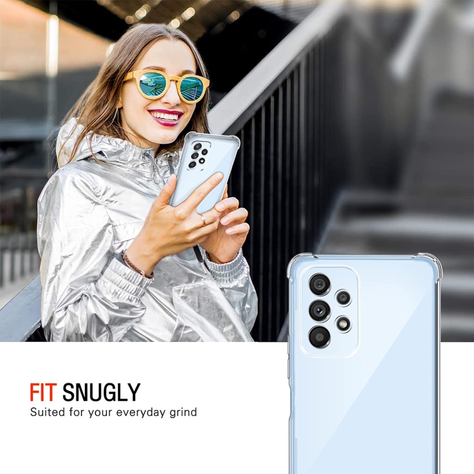 Husa pentru Samsung Galaxy A53 5G , SKYDDAR INNOVATION, Shockproof Clear din Silicon Slim, Transparenta, set cu sticker - 3 | YEO