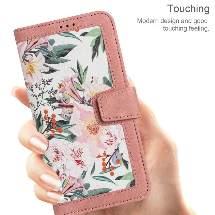 Husa pentru Samsung Galaxy A55 5G din Piele Ecologică cu Design Floral, Protecție 360°, Stand Integrat, Buzunare pentru Carduri, SKDR Floral Wallet - Roz - 1 | YEO