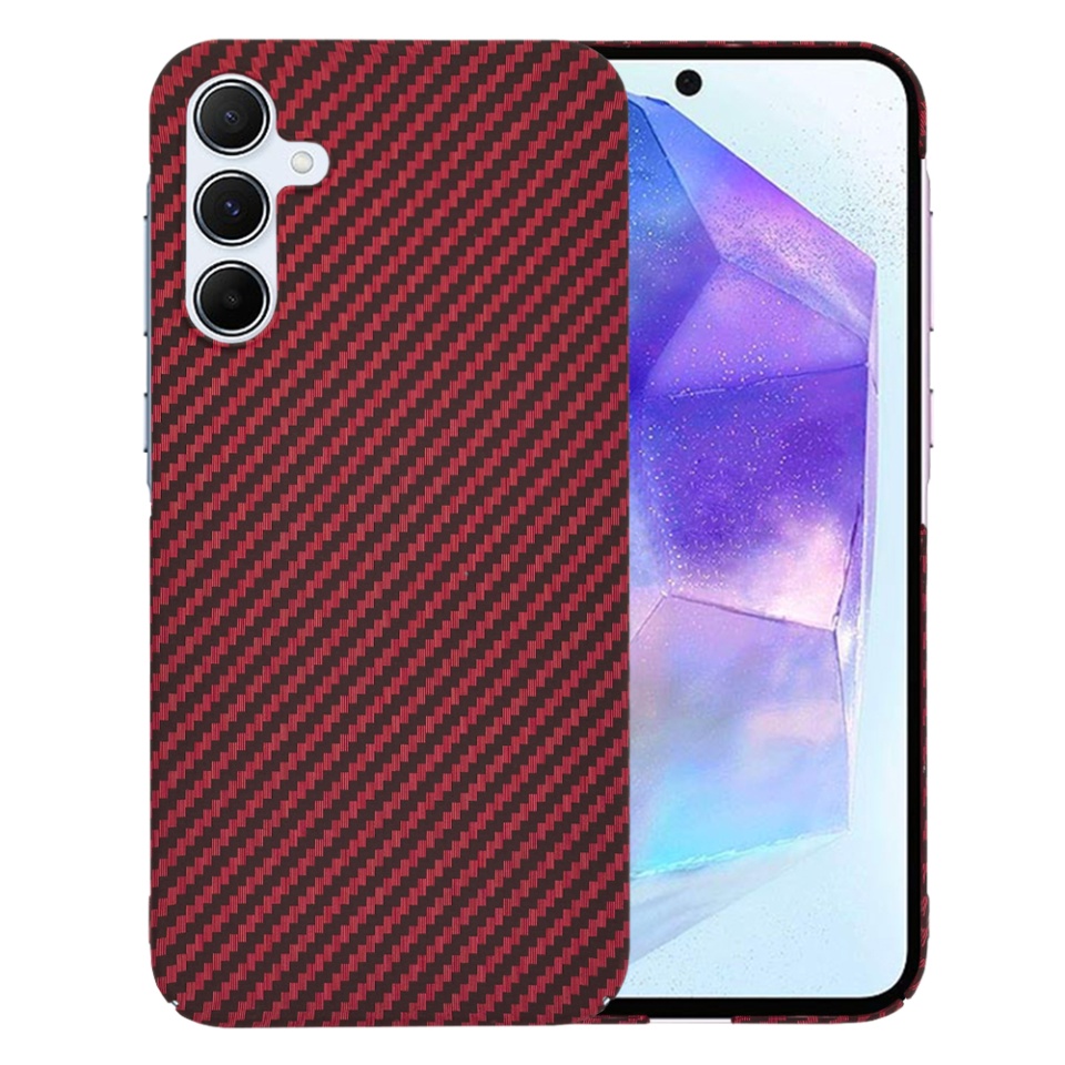 Husa pentru Samsung Galaxy A55 5G, SKYDDAR INNOVATION, Carbonite FiberShell, Rosu, set cu sticker - 1 | YEO