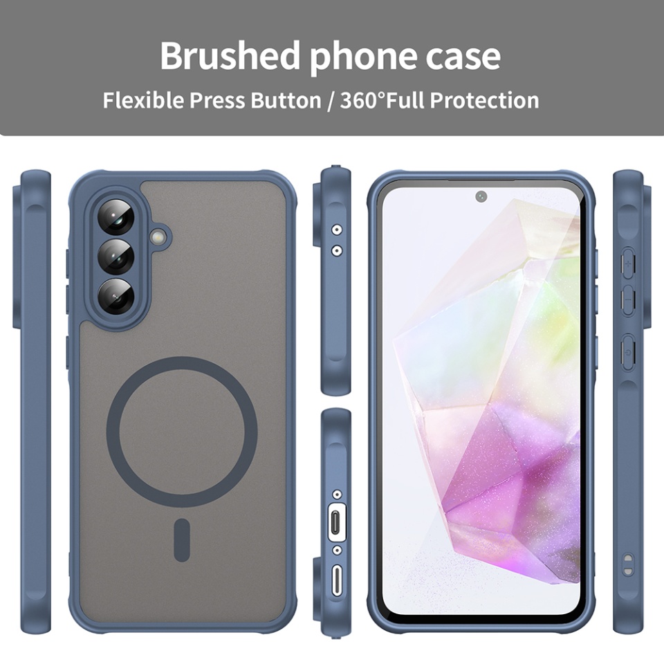 Husa pentru Samsung Galaxy A56 5G, SKYDDAR INNOVATION, HaloFrost MagSafe II, Antisoc, set cu sticker, Bleumarin - 2 | YEO