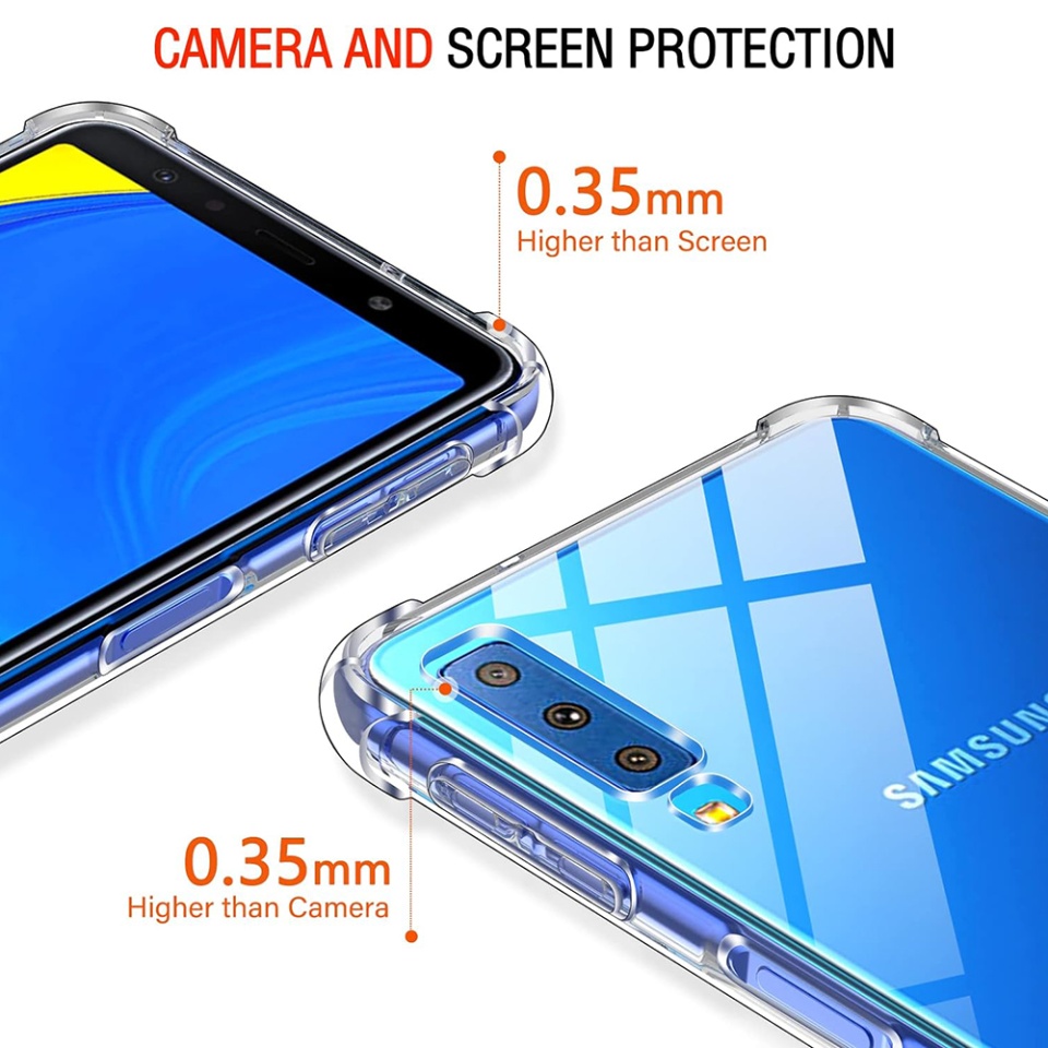 Husa pentru Samsung Galaxy A7 2018 , SKYDDAR INNOVATION, Shockproof Clear din Silicon Slim, Transparenta, set cu sticker - 2 | YEO
