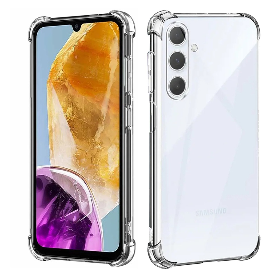 Husa pentru Samsung Galaxy M15 , SKYDDAR INNOVATION, Shockproof Clear din Silicon Slim, Transparenta, set cu sticker