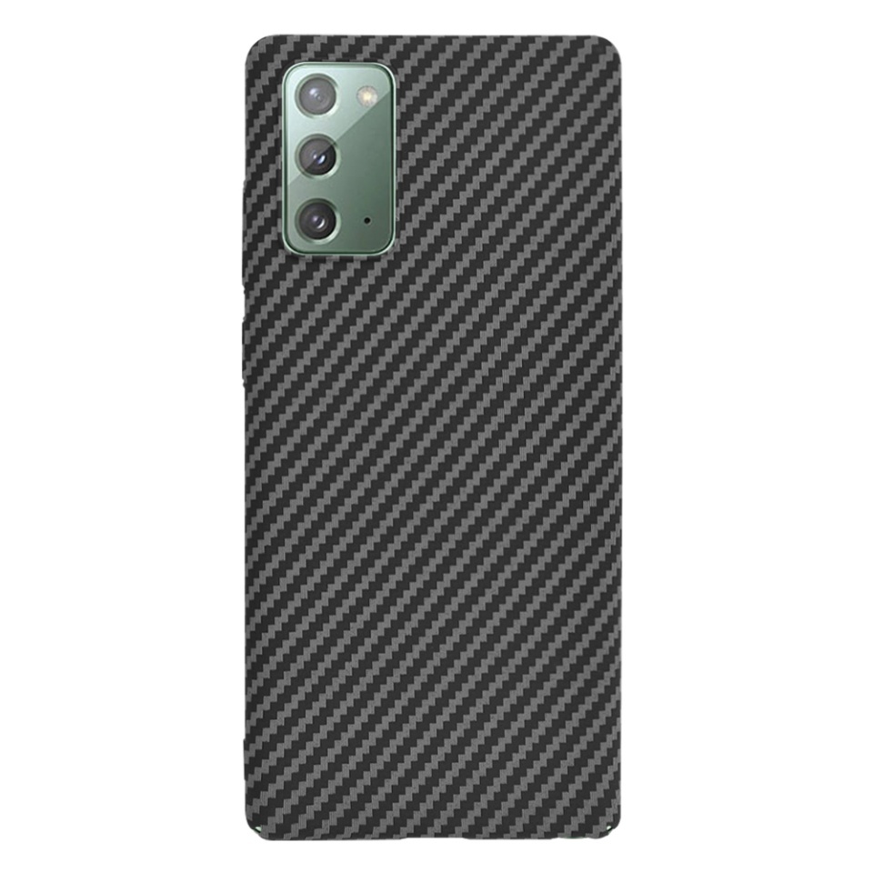 Husa pentru Samsung Galaxy Note 20 / Galaxy Note 20 5G, SKYDDAR INNOVATION, textura carbon, Carbonite FiberShell, set cu sticker, Negru, - 2 | YEO