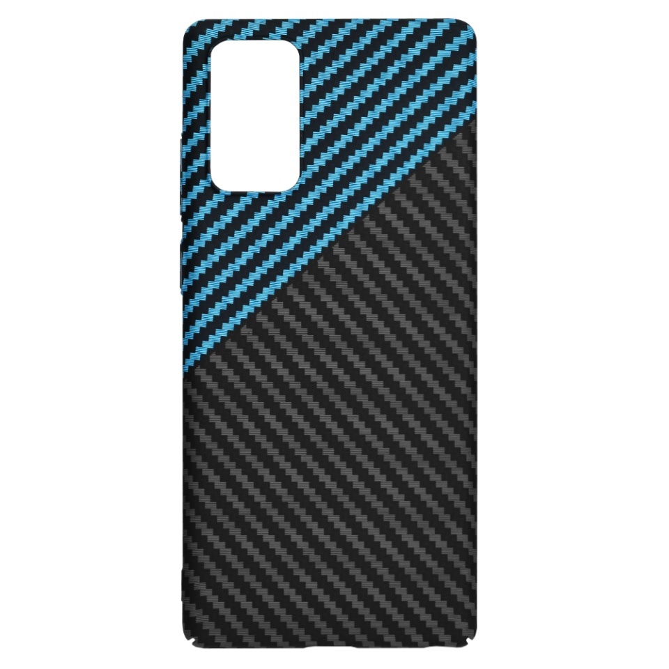 Husa pentru Samsung Galaxy Note 20 / Galaxy Note 20 5G, SKYDDAR INNOVATION, textura carbon, Carbonite FiberShell, set cu sticker, Bleu, - 3 | YEO