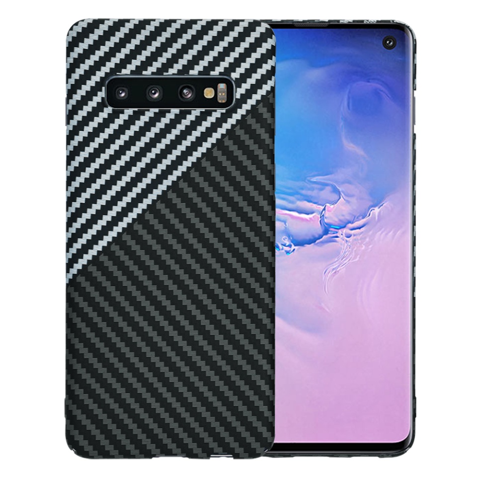 Husa pentru Samsung Galaxy S10, Finisaj Premium cu Textura de Carbon, Design Elegant, SKDR CarbonFlex - Gri