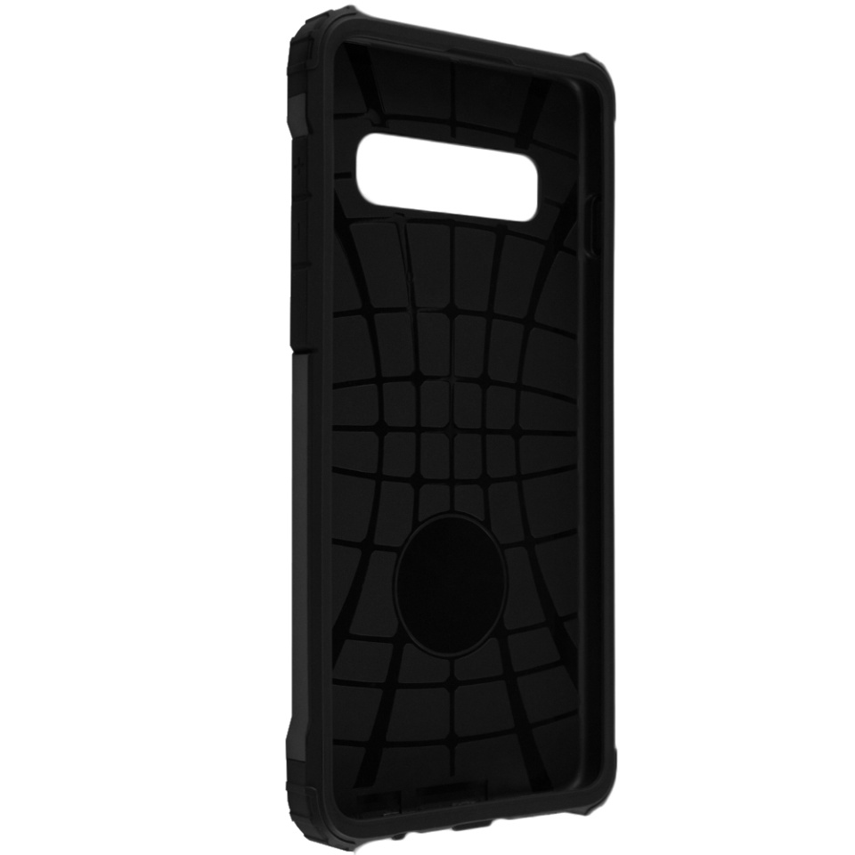 Husa pentru Samsung Galaxy S10, SKYDDAR INNOVATION, Hybrid Armor, din Plastic Dur, Margini Cauciucate, Antisoc, set cu sticker, Negru - 2 | YEO