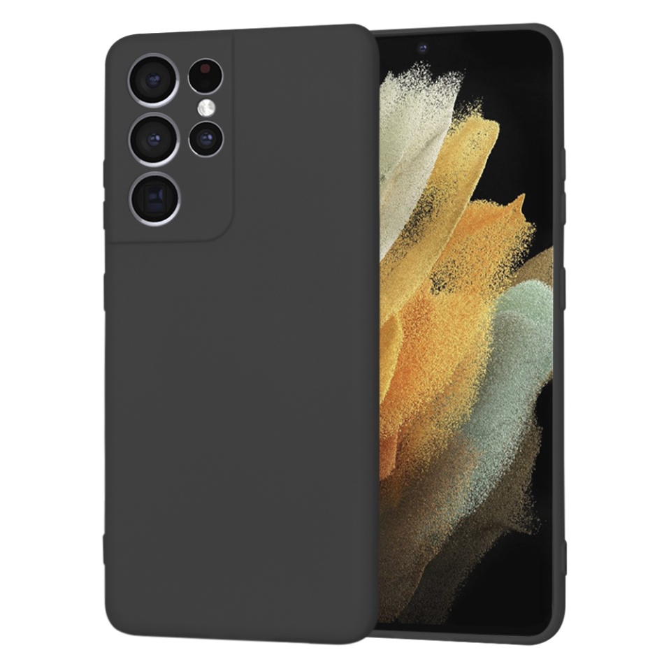 Husa pentru Samsung Galaxy S21 Ultra 5G din Silicon Catifelat, Protectie Premium, Skyddar SoftElegance - Negru
