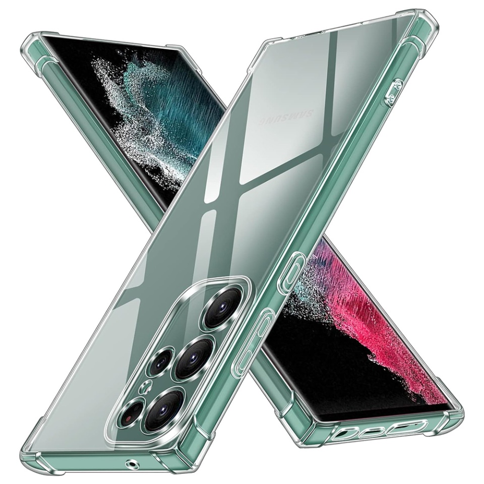 Husa pentru Samsung Galaxy S22 Ultra 5G , SKYDDAR INNOVATION, Shockproof Clear din Silicon Slim, Transparenta, set cu sticker