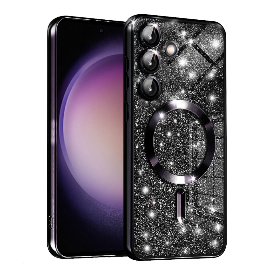 Husa pentru Samsung Galaxy S23 FE Design Antisoc, Fundal Detasabil 2-in-1, Protectie Superioara, Margini Ridicate, SKDR Glitter - Negru