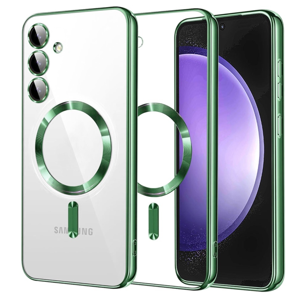Husa pentru Samsung Galaxy S23 FE, SKYDDAR INNOVATION, Luxury Shield Magsafe, Protectie Antisoc, set cu sticker, Verde deschis