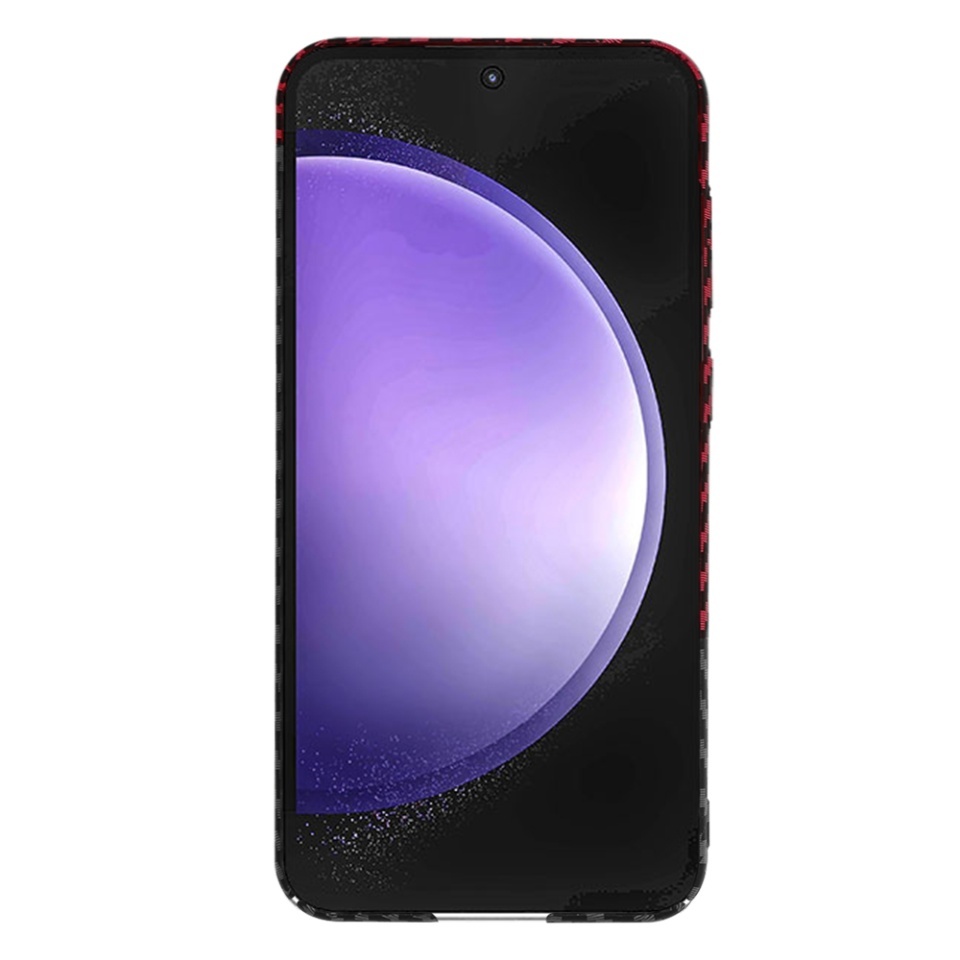 Husa pentru Samsung Galaxy S23 FE, SKYDDAR INNOVATION, textura carbon, Carbonite FiberShell, set cu sticker, Rosu inchis, - 1 | YEO