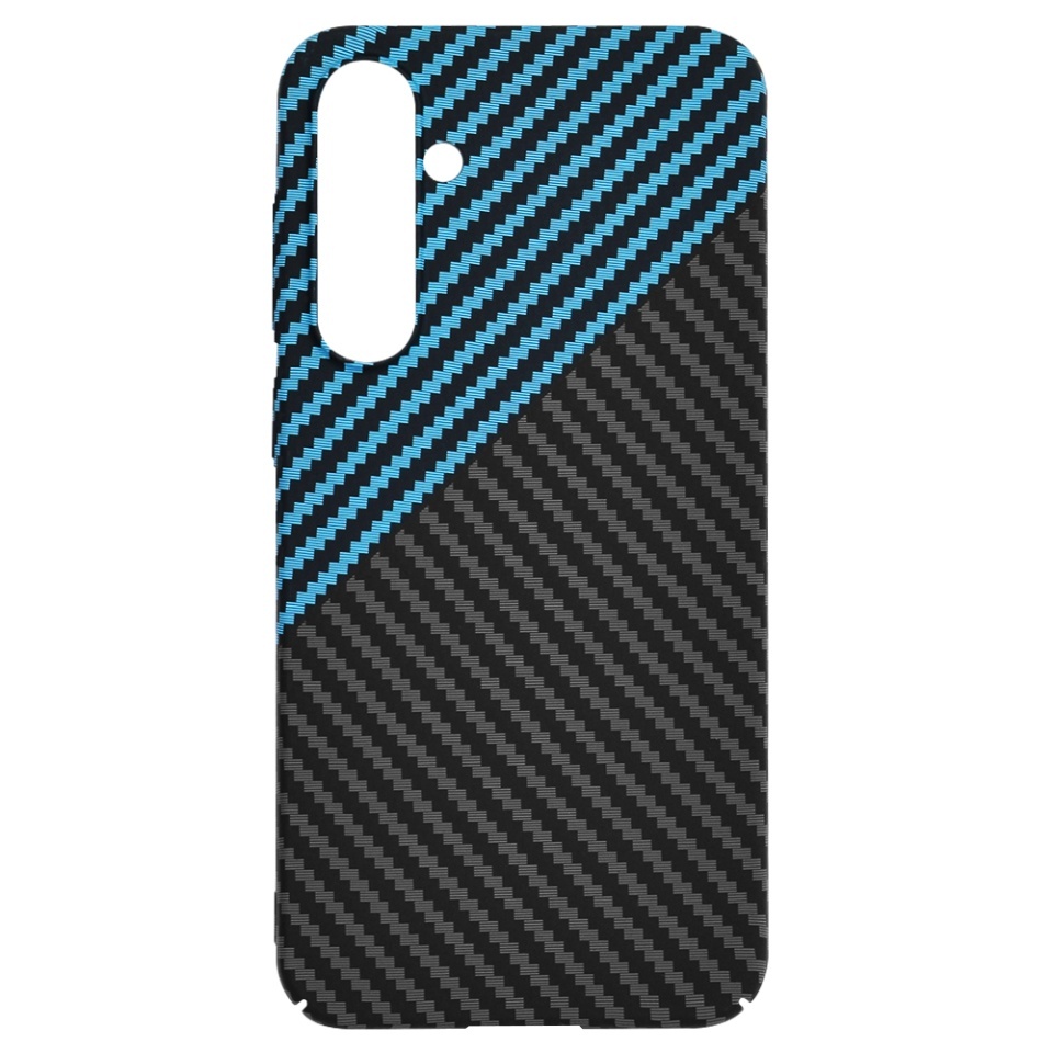 Husa pentru Samsung Galaxy S23 FE, SKYDDAR INNOVATION, textura carbon, Carbonite FiberShell, set cu sticker, Bleu, - 3 | YEO