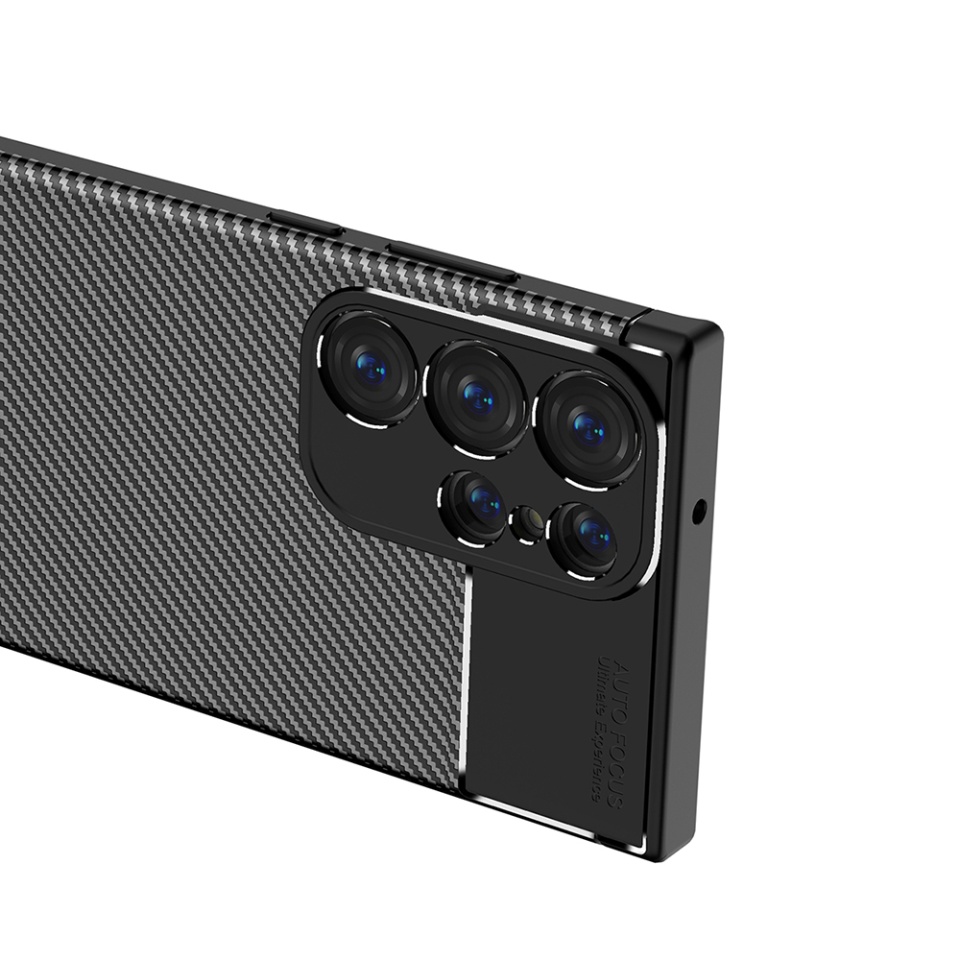Husa pentru Samsung Galaxy S23 Ultra, SKYDDAR INNOVATION, CarbonFiber, Antisoc, Negru, set cu sticker - 3 | YEO