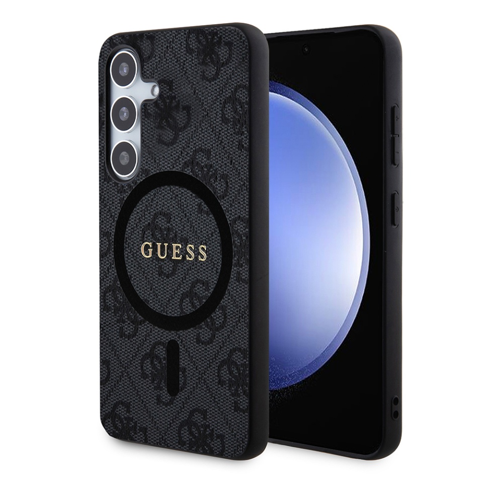 Husa pentru Samsung Galaxy S24, 4G Collection Leather MagSafe, Guess - Negru
