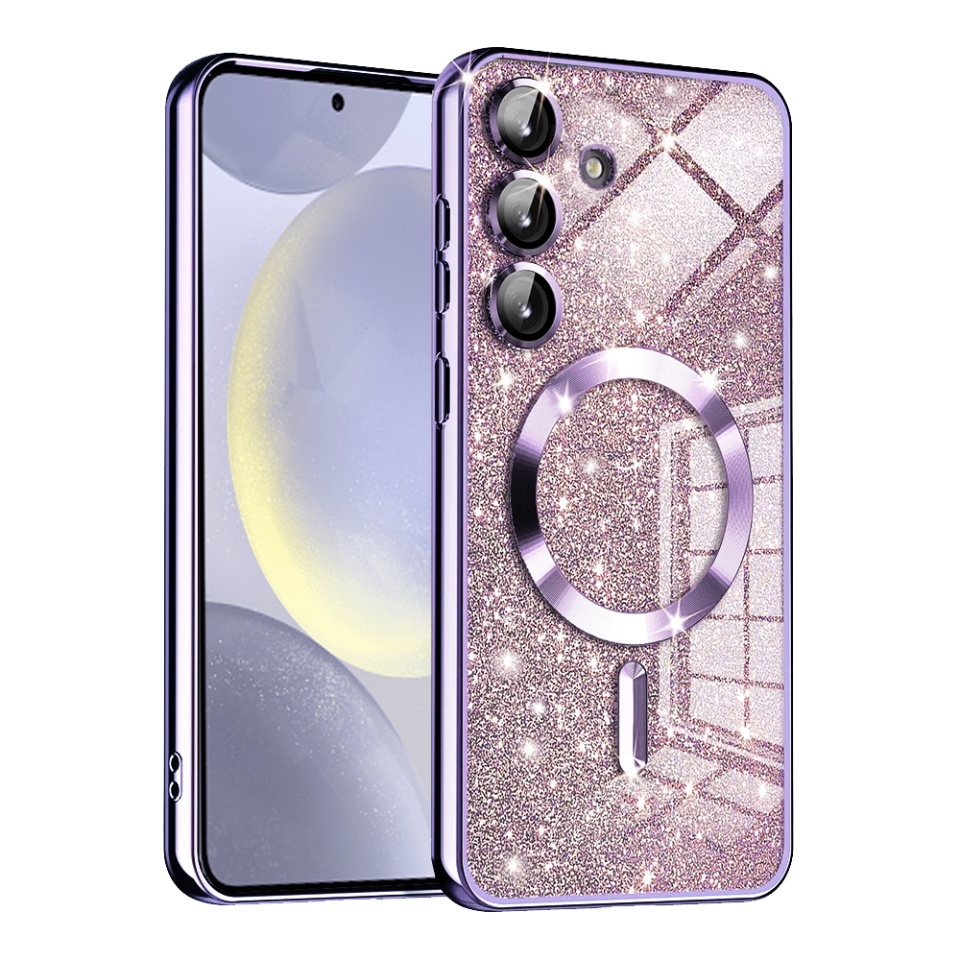 Husa pentru Samsung Galaxy S24 Design Antisoc, Fundal Detasabil 2-in-1, Protectie Superioara, Margini Ridicate, SKDR Glitter - Mov deschis