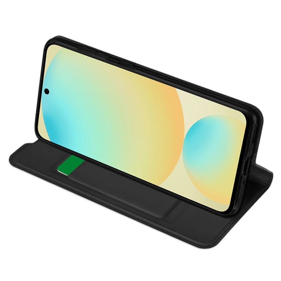 Husa pentru Samsung Galaxy S24 FE, SKYDDAR INNOVATION, Magskin Book, tip Carte cu Portofel Interior, set cu sticker, Negru - 1 | YEO