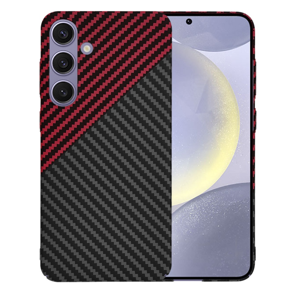 Husa pentru Samsung Galaxy S24 Plus, SKYDDAR INNOVATION, Carbonite FiberShell, Rosu inchis, set cu sticker - 1 | YEO