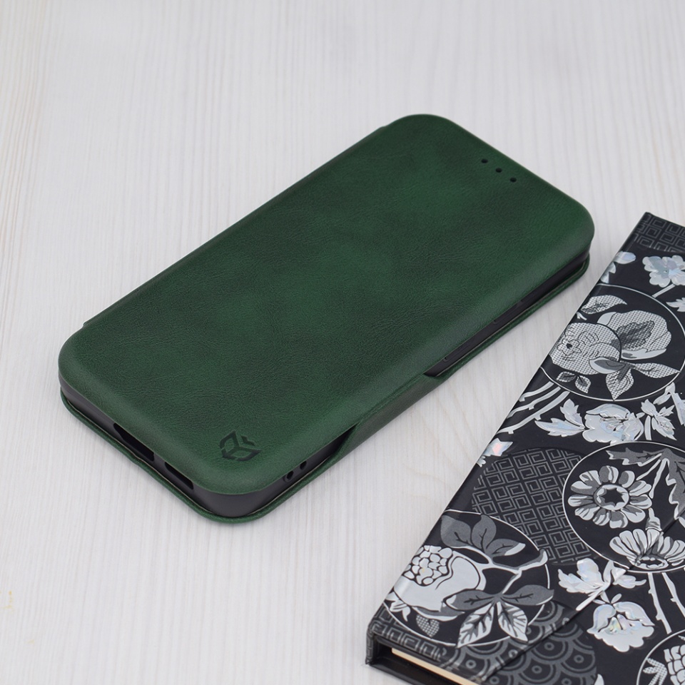 Husa pentru Samsung Galaxy S24, SKYDDAR INNOVATION, Safe Wallet tip carte din Piele Ecologica, Suport Carduri, Inchidere Magnetica, Verde, set cu sticker - 3 | YEO