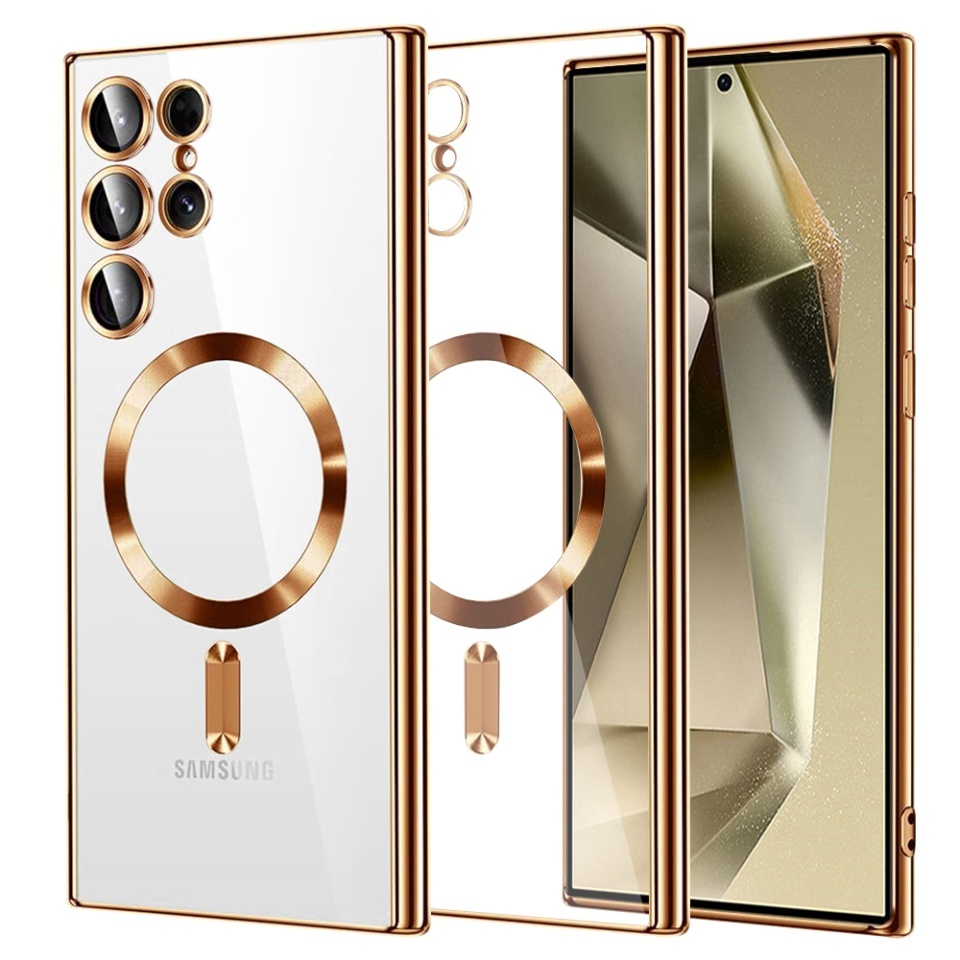 Husa pentru Samsung Galaxy S24 Ultra, SKYDDAR INNOVATION, Luxury Shield Magsafe, Protectie Antisoc, set cu sticker, Auriu