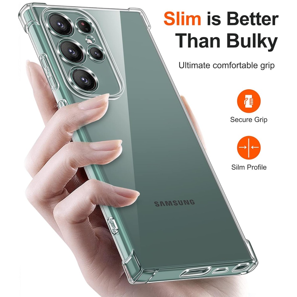 Husa pentru Samsung Galaxy S24 Ultra , SKYDDAR INNOVATION, Shockproof Clear din Silicon Slim, Transparenta, set cu sticker - 1 | YEO