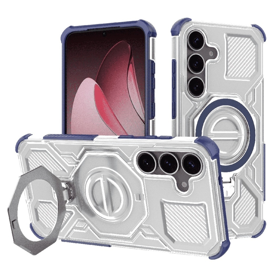 Husa pentru Samsung Galaxy S25, Antisoc, SKYDDAR INOVATION, Carbon Shield PRO, Magsafe, set cu sticker, Albastru