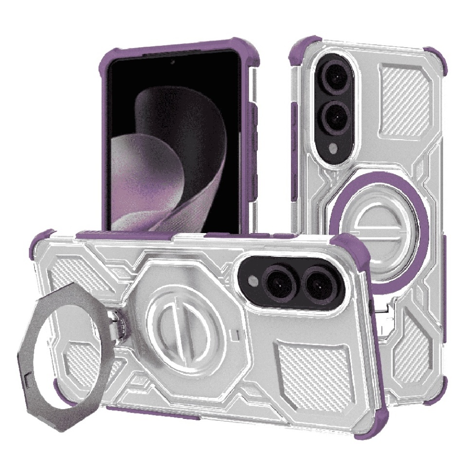 Husa pentru Samsung Galaxy S25 Edge, Antisoc, SKYDDAR INOVATION, Carbon Shield PRO, Magsafe, set cu sticker, Mov