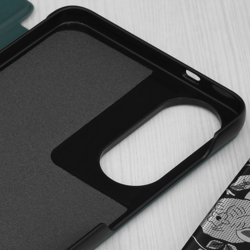 Husa pentru Samsung Galaxy S25 Edge, SKYDDAR INNOVATION, Eco View, tip carte, Verde, set cu sticker - 3 | YEO