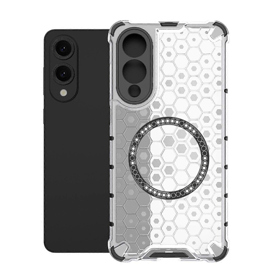 Husa pentru Samsung Galaxy S25 Edge, SKYDDAR INNOVATION, HoneyComb Shield MagSafe, Alb, set cu sticker - 1 | YEO