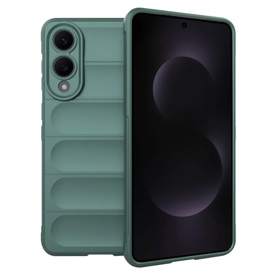 Husa pentru Samsung Galaxy S25 Edge, SKYDDAR INNOVATION, Vogue din Silicon Mat, set cu sticker, Verde