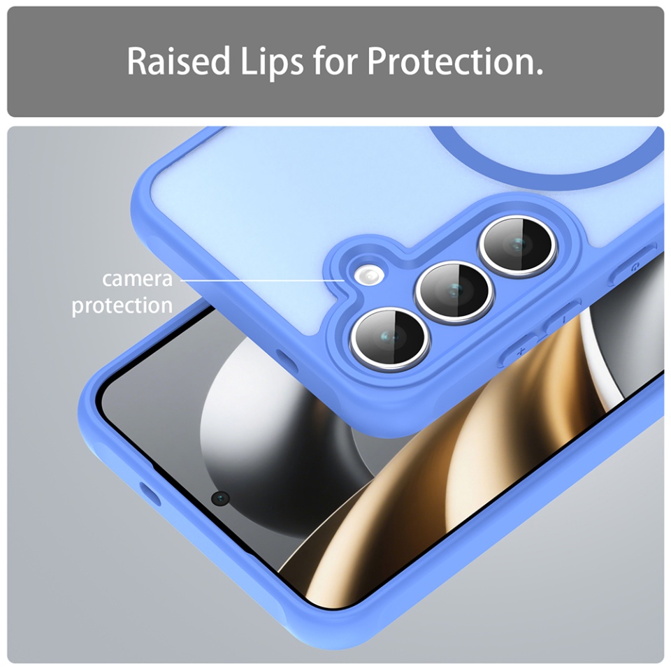 Husa pentru Samsung Galaxy S25 FE, SKYDDAR INNOVATION, HaloFrost MagSafe II, Antisoc, set cu sticker, Albastru - 3 | YEO