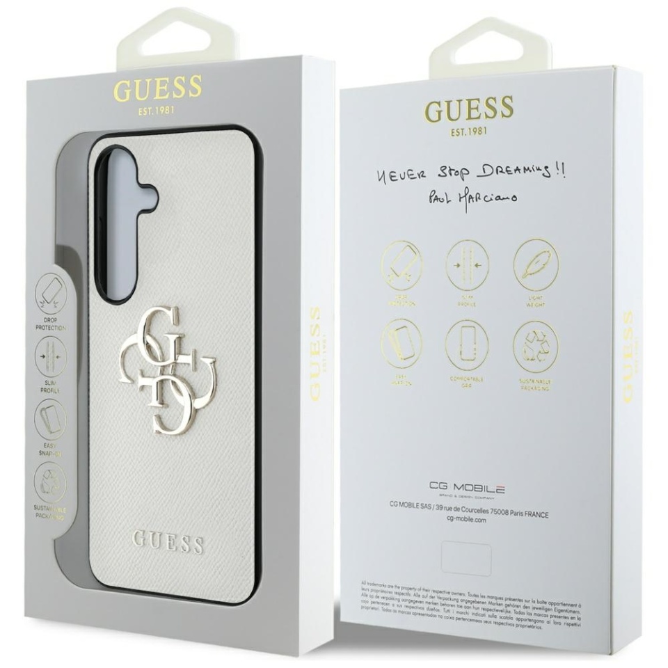 Husa pentru Samsung Galaxy S25, Guess, Hardcase Grained Big and Classic, Bej - 7