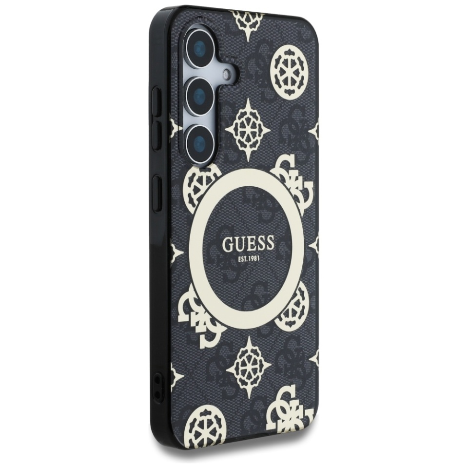 Husa pentru Samsung Galaxy S25, Guess MagSafe Denim Pattern, Compatibila, Cadru Silicon, Logo Auriu, Design Slim, Negru - 3 | YEO