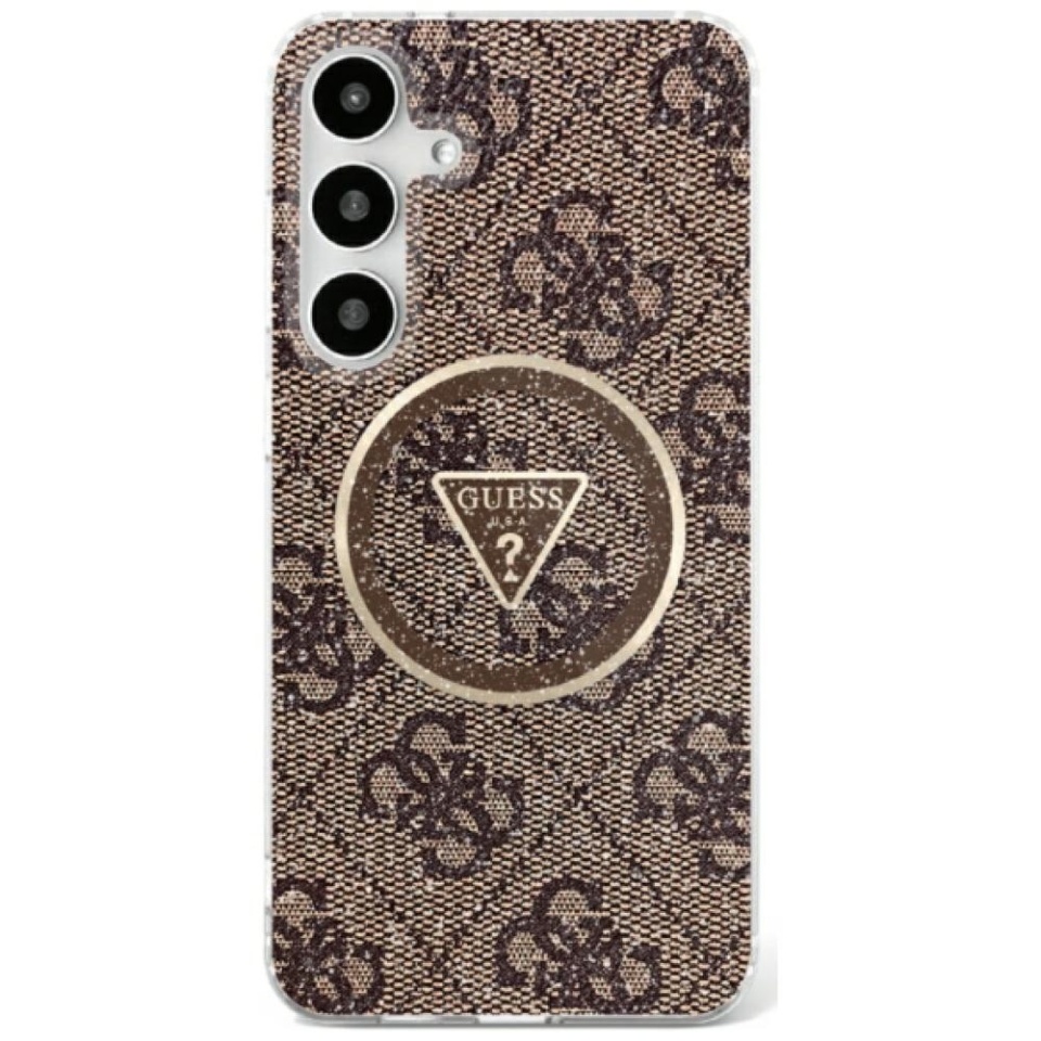 Husa pentru Samsung Galaxy S25 IML Glitter Circle MagSafe, Guess - Maro
