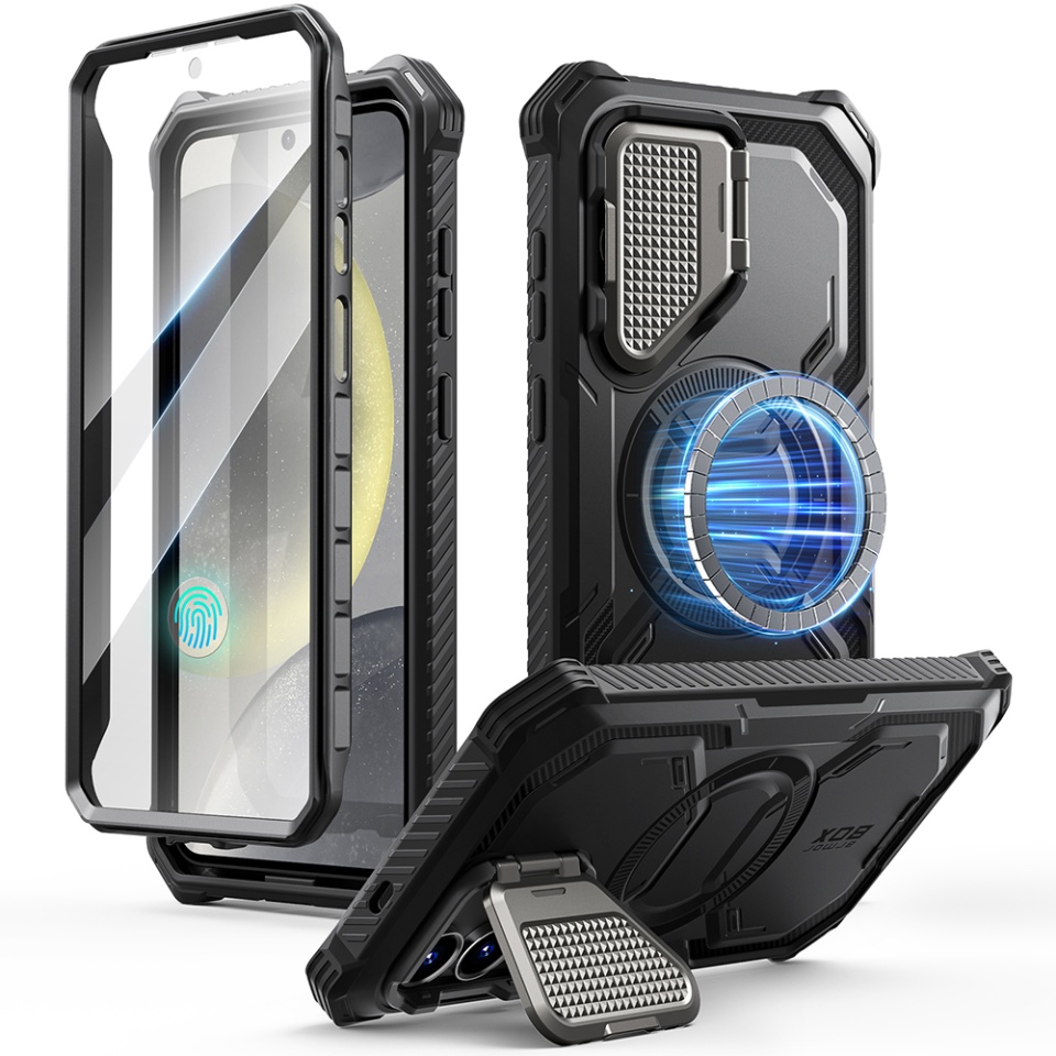 Husa pentru Samsung Galaxy S25, Kickstand, AntiSock, I-Blason Armorbox - Negru