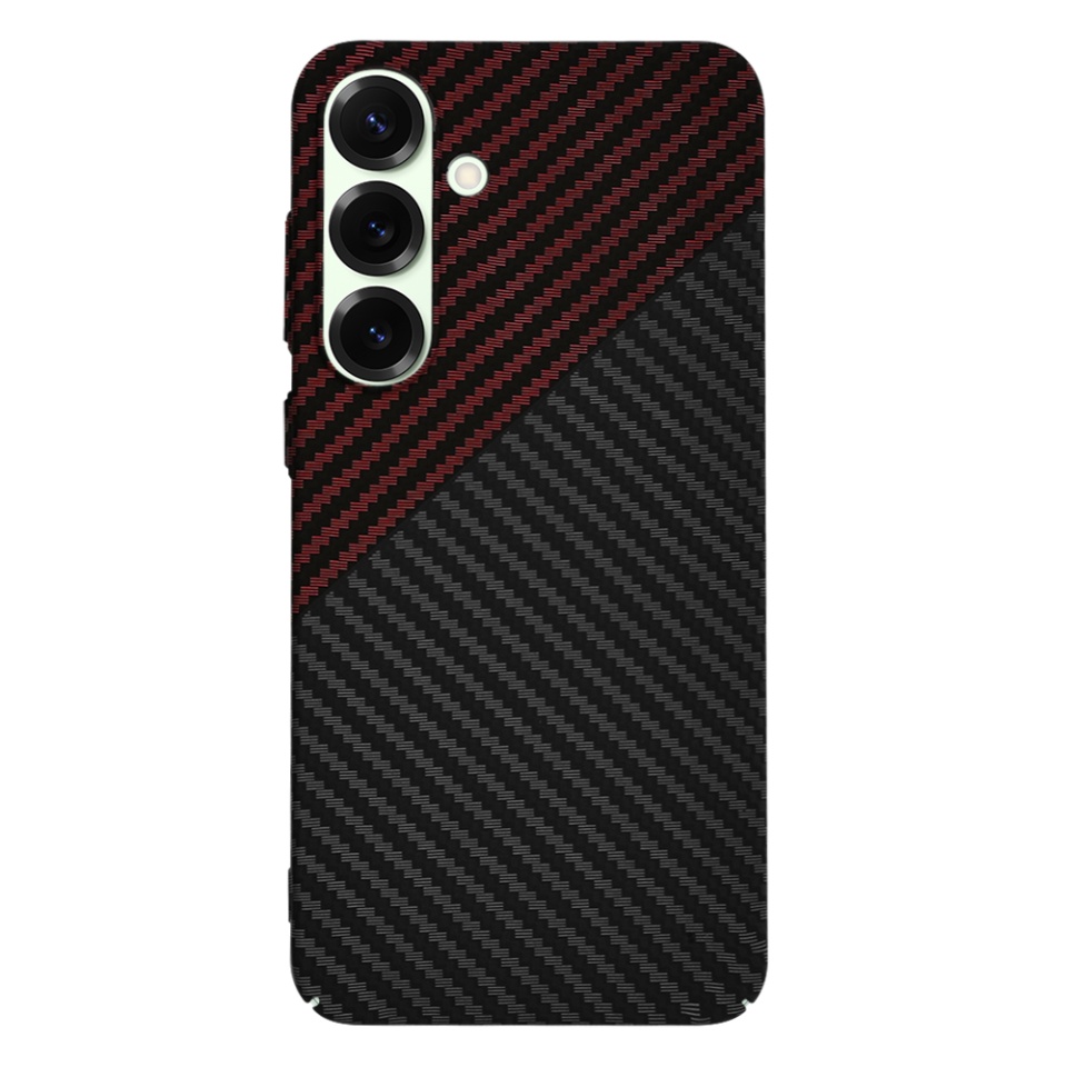 Husa pentru Samsung Galaxy S25 Plus, SKYDDAR INNOVATION, Carbonite FiberShell, Rosu inchis, set cu sticker - 3 | YEO