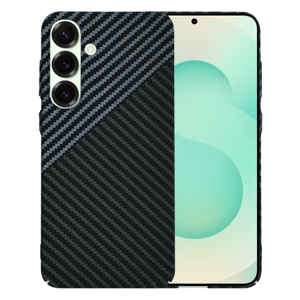 Husa pentru Samsung Galaxy S25 Plus, SKYDDAR INNOVATION, Carbonite FiberShell, Gri, set cu sticker - 1 | YEO