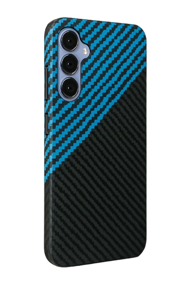 Husa pentru Samsung Galaxy S25 Plus, SKYDDAR INNOVATION, Carbonite FiberShell, Bleu, set cu sticker