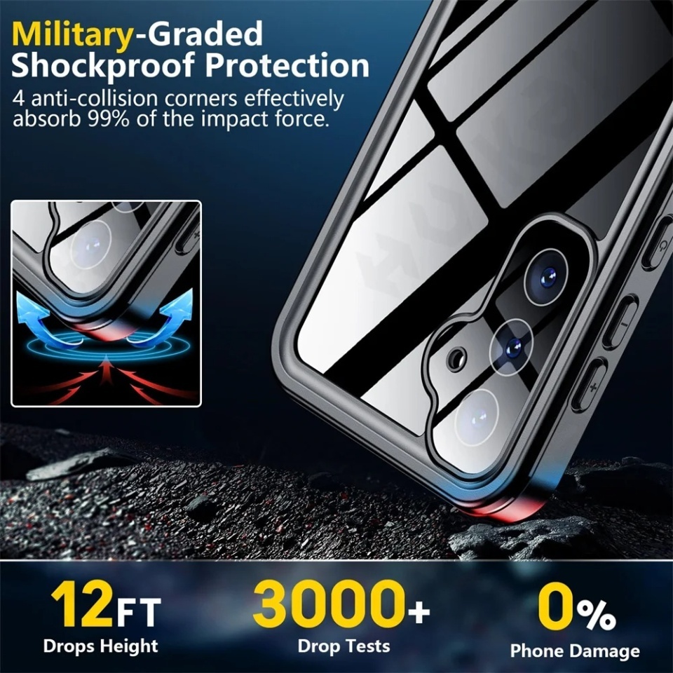 Husa pentru Samsung Galaxy S25, ShellBox, Waterproof IP68 Case, Full Body, Protectie Totala, Anti-Soc, Rezistenta la Apa si Praful, Negru - 1 | YEO