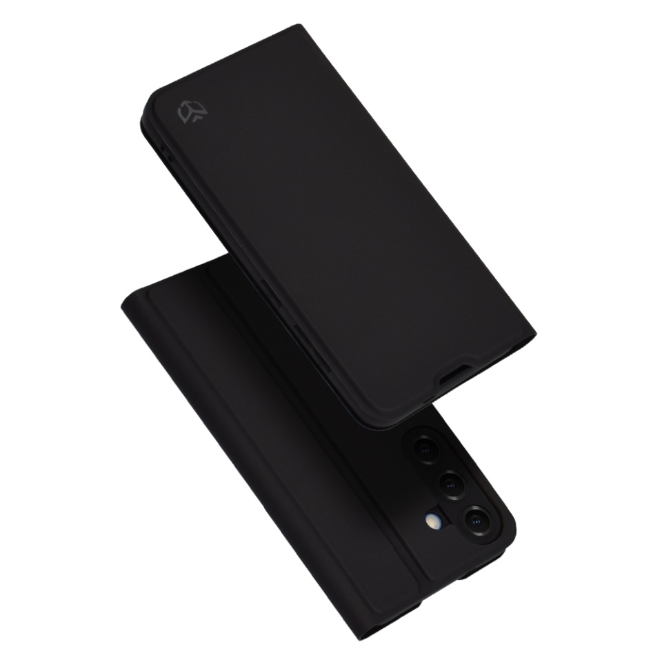 Husa pentru Samsung Galaxy S25, SKYDDAR INNOVATION, Magskin Book, tip Carte cu Portofel Interior, set cu sticker, Negru