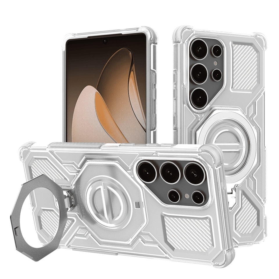 Husa pentru Samsung Galaxy S25 Ultra, Antisoc, SKYDDAR INOVATION, Carbon Shield PRO, Magsafe, set cu sticker, Alb