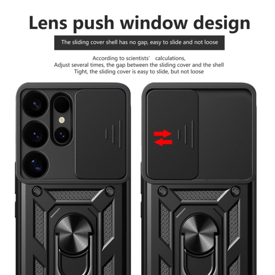 Husa pentru Samsung Galaxy S25 Ultra cu inel magnetic si protectie camera CamShield - Negru - 2 | YEO