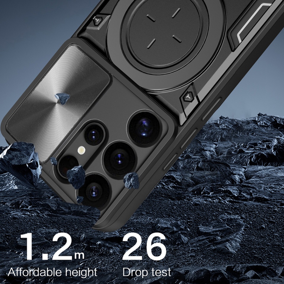 Husa pentru Samsung Galaxy S25 Ultra, cu inel magnetic si suport ajustabil, protectie completa camera, SKDR SafeCover - Mov - 2 | YEO