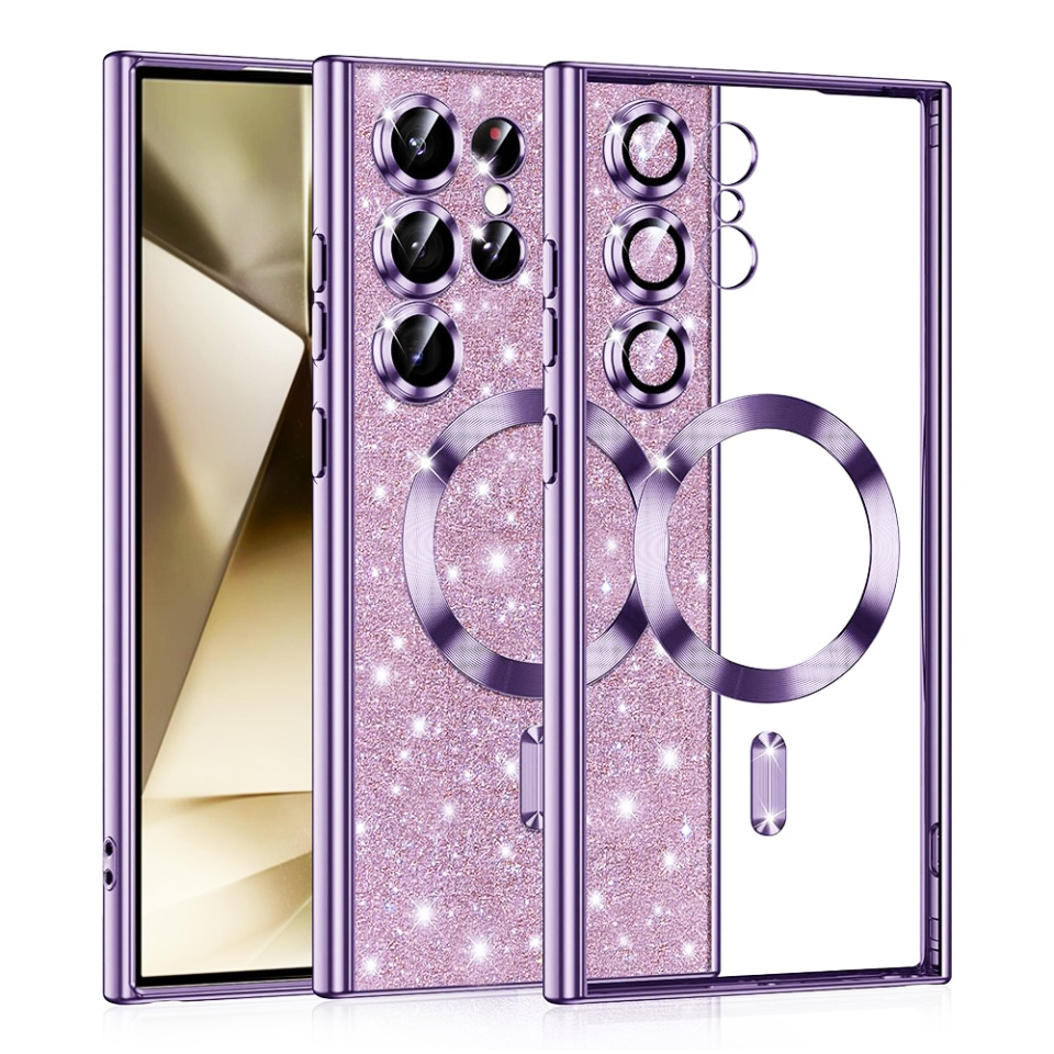 Husa pentru Samsung Galaxy S25 Ultra Design Antisoc, Fundal Detasabil 2-in-1, Protectie Superioara, Margini Ridicate, SKDR Glitter - Mov deschis