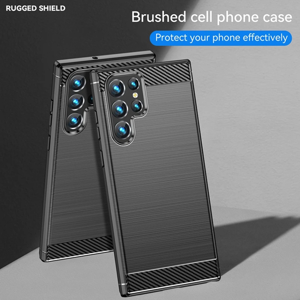 Husa pentru Samsung Galaxy S25 Ultra din Silicon Premium, Slim, cu textura Fibra Carbon - Albastru - 2 | YEO