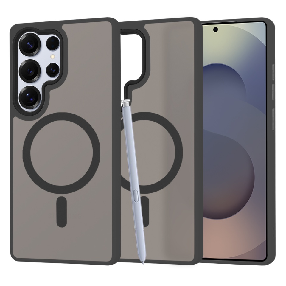 Husa pentru Samsung Galaxy S25 Ultra, SKYDDAR INNOVATION, HaloFrost MagSafe, Antisoc, set cu sticker, Negru