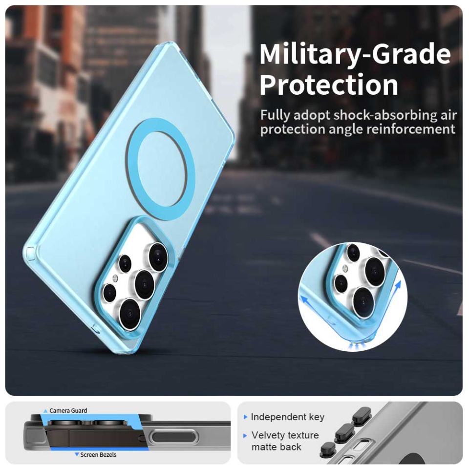Husa pentru Samsung Galaxy S25 Ultra, SKYDDAR INOVATION, CandyCase, Magsafe, set cu sticker, Albastru - 1 | YEO
