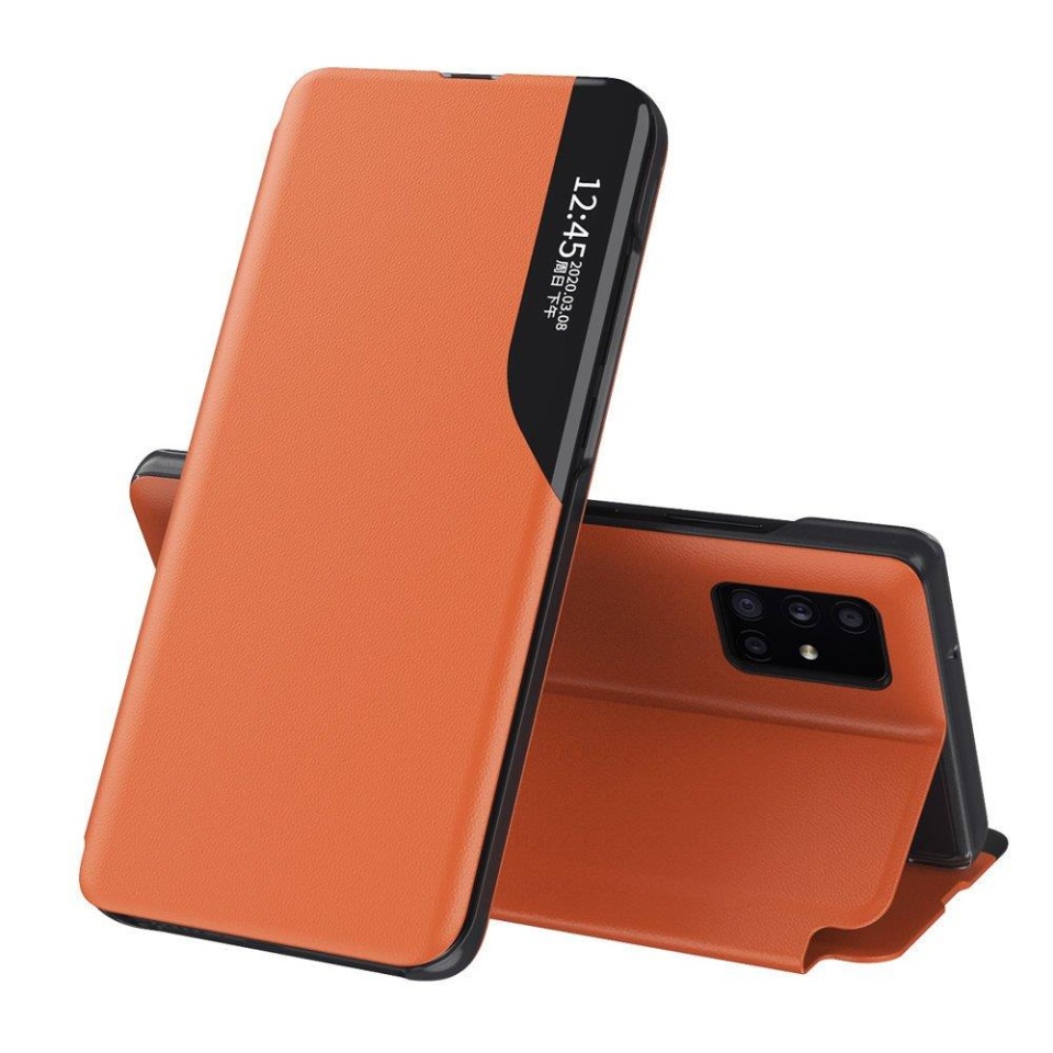 Husa pentru Samsung Galaxy S25 Ultra tip carte, Skyddar Eco View Leather - Portocaliu