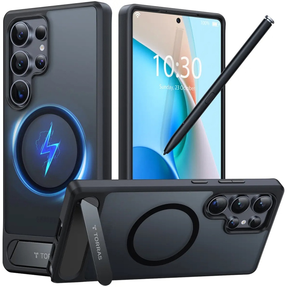 Husa pentru Samsung Galaxy S25 Ultra, Torras Pstand MagSafe, Negru