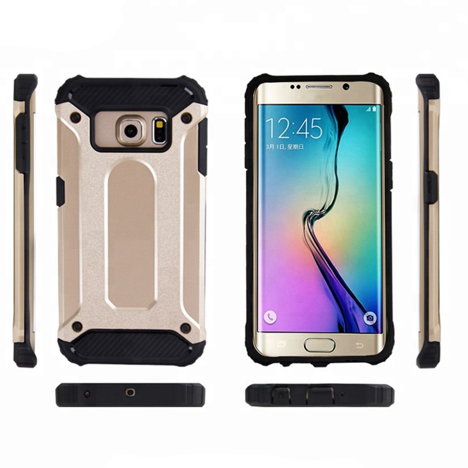Husa pentru Samsung Galaxy S6 G920, SKYDDAR INNOVATION, Hybrid Armor, din Plastic Dur, Margini Cauciucate, Antisoc, set cu sticker, Negru - 3 | YEO
